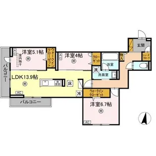 ベルニー太田【1階】の間取り