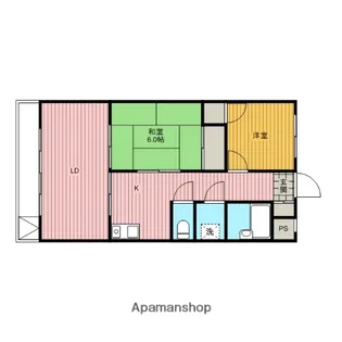 平マンション【2階】の間取り