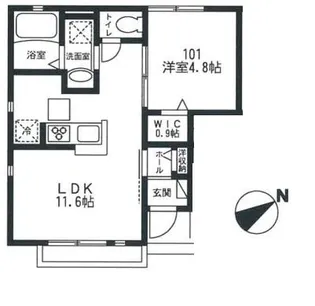 プルミエリアⅡ【101号室号室】の間取り