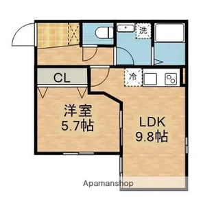 タウンフィールドⅡ−B【1階】の間取り
