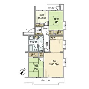 コーポ下鶴間1号棟【5階】の間取り