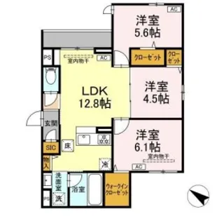 ドムスクレスト中町【2階】の間取り