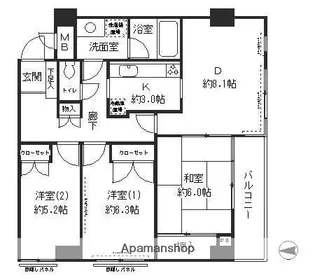 セレーブル城南【201号室】の間取り