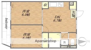 月村マンション№22【3階】の間取り