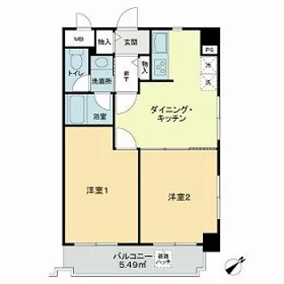 ライオンズマンション鵜の木駅前【4階】の間取り