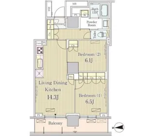 パークアクシス池田山【2階】の間取り