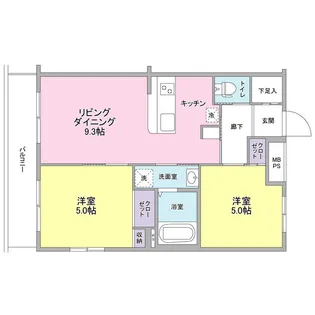 フェリオ鵜の木【5階】の間取り
