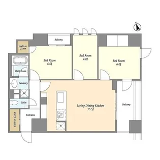 KDXレジデンス八丁堀【6階】の間取り