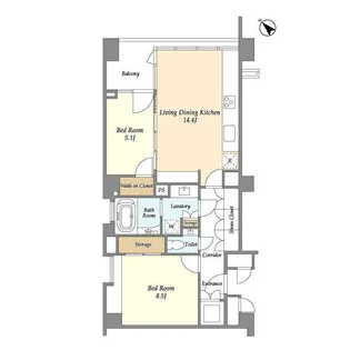 ストーリア赤坂【1階】の間取り