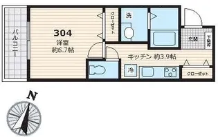 飛馬人館【304号室号室】の間取り