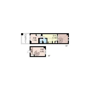 レジデンスシャルマン月島【8階】の間取り