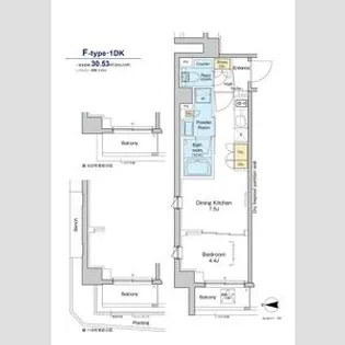 プラウドフラット品川大井町【3階】の間取り