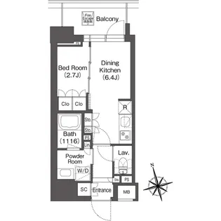 ミリアレジデンス浅草駒形【7階】の間取り