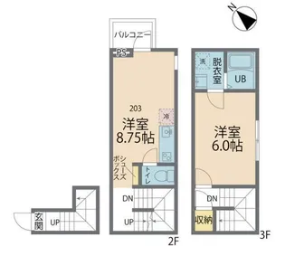カインドネス南雪谷【203号室号室】の間取り
