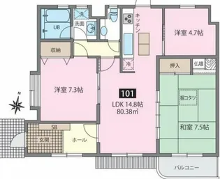 リヴェール石川台【1階】の間取り