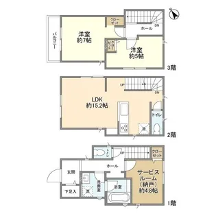 東京都世田谷区玉堤2丁目【一戸建】の間取り