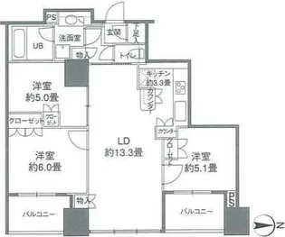 カスタリアタワー品川シーサイド【14階】の間取り
