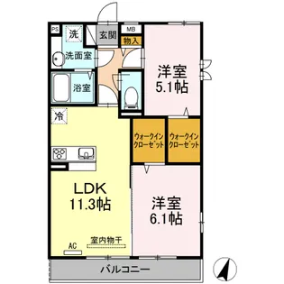グリーングラス【2階】の間取り