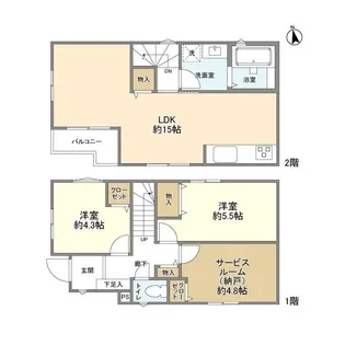 東京都新宿区中落合2丁目【タウンハウス】の間取り