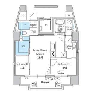 デュオフラッツ品川戸越【13階】の間取り