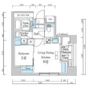 デュオフラッツ浅草蔵前【8階】の間取り