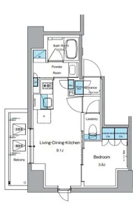 ルフォンプログレ上野御徒町【9階】の間取り