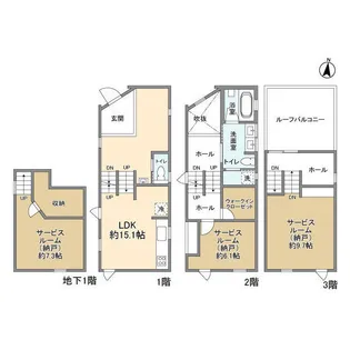 東京都世田谷区奥沢1丁目【一戸建】の間取り
