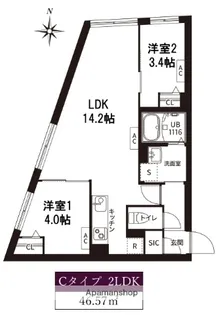レピュア旗の台レジデンス【1階】の間取り