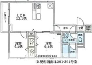 ブラウネスハイム南馬込【2階】の間取り