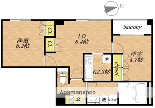 PLUM−FIRST【404号室】の間取り