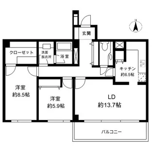 ブルグ池田山【2階】の間取り