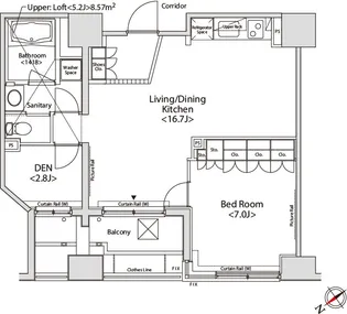 カスタリア目黒かむろ坂【14階】の間取り