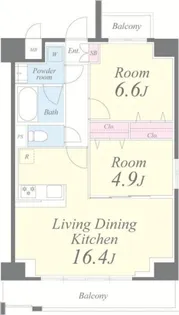 クレシェンテ月島【6階】の間取り