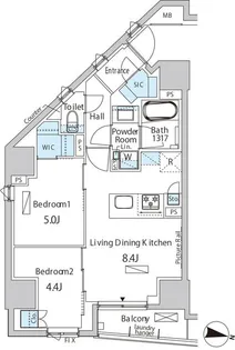 バウスフラッツ品川キャナルサイド【11階】の間取り