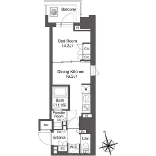 ミリアレジデンス浅草駒形【11階】の間取り