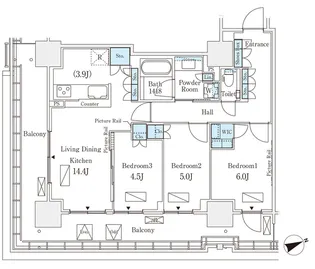 ロイヤルパークス品川【21階】の間取り