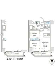 JP NOIE 西蒲田【14階】の間取り