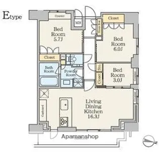 クレストコート池上【14階】の間取り