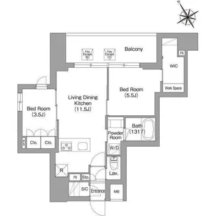 バウスフラッツ蔵前【6階】の間取り