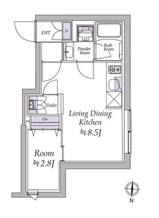 アトリオフラッツ清澄白河【1階】の間取り