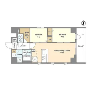 グランエール森下WEST【2階】の間取り