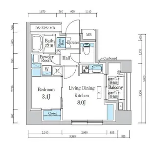 デュオフラッツ浅草蔵前【3階】の間取り