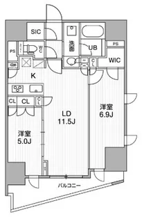 シーズンフラッツ大井町【9階】の間取り