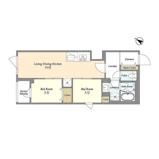 グランカーサ千駄木【4階】の間取り