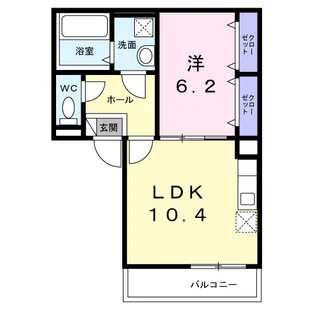 六ツ角フラット3号【2階】の間取り
