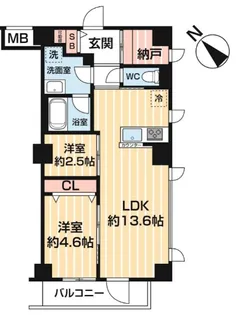 アスブルーム奥浅草【4階】の間取り