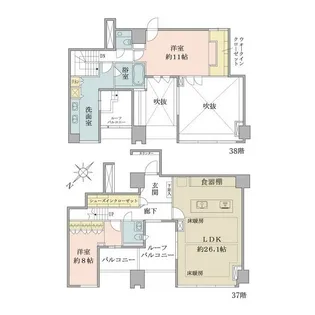 シティタワー麻布十番【37階】の間取り