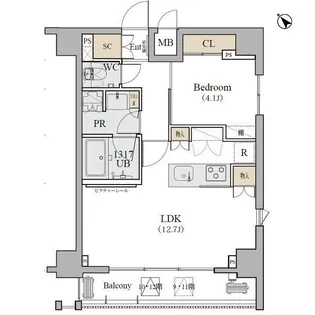 ディームス品川南【12階】の間取り