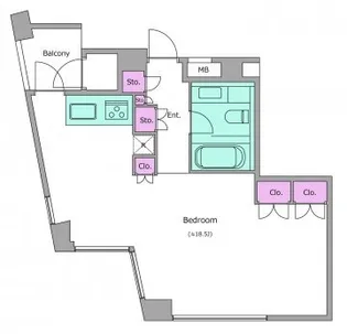 レジディアタワー乃木坂【18階】の間取り