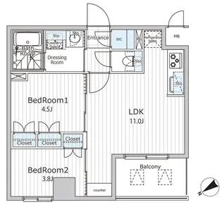 ビエラコート日本橋久松町【10階】の間取り